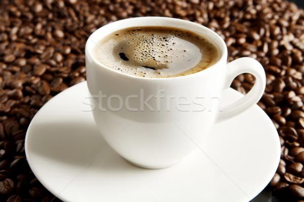 Macro shot of coffee cup with foam at breakfast Stock photo © dla4