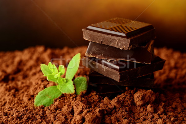 Tas blocs chocolat poudre sombre brun [[stock_photo]] © dla4