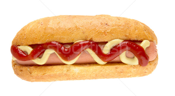 Hot dog mosterd ketchup geïsoleerd witte hotdog Stockfoto © dla4
