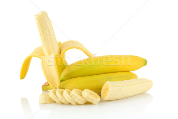 Foto stock: Pelado · plátano · plátanos · piezas · blanco