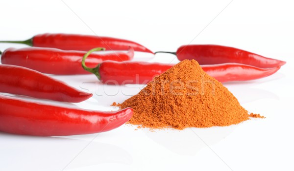 Studio shot chilli pepper, cayenne pepper isolated on white Stock photo © dla4