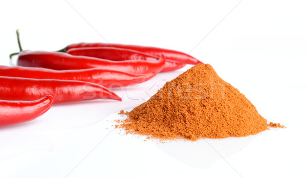 Studio shot chilli pepper, cayenne pepper isolated on white Stock photo © dla4