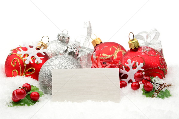 Foto stock: Natal · decoração · neve · branco · cartão