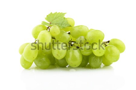 Bunch of white grapes isolated on white with leaf Stock photo © dla4