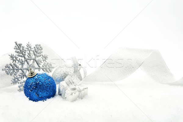 Argent bleu Noël ruban neige [[stock_photo]] © dla4