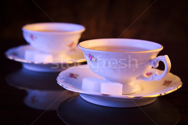Old-style image with two cups of tea Stock photo © dla4
