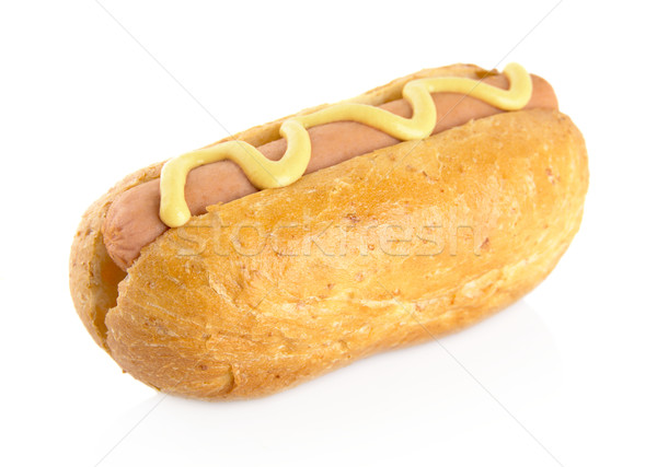 Hotdog mosterd geïsoleerd witte hond vlees Stockfoto © dla4