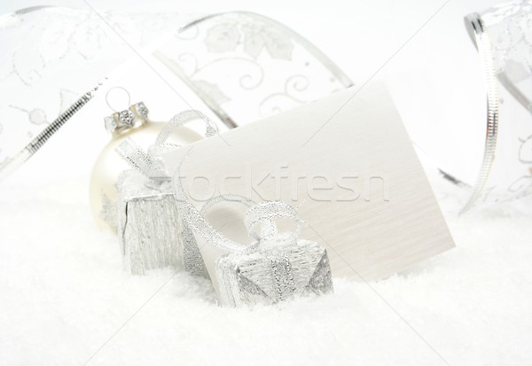 Foto stock: Plata · Navidad · decoración · nieve · tarjeta