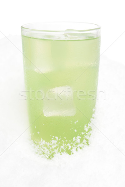Stock fotó: üveg · citrus · dzsúz · jégkockák · hó · fehér