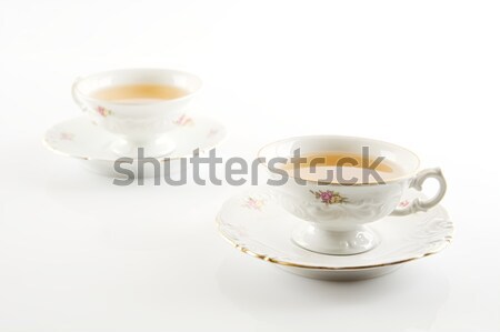 Klasszikus kettő csészék tea fehér porcelán Stock fotó © dla4