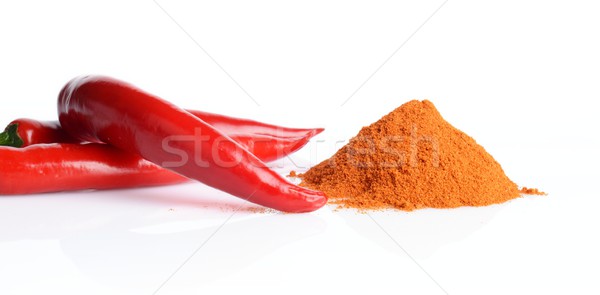 Studio shot chilli pepper, cayenne pepper isolated on white Stock photo © dla4