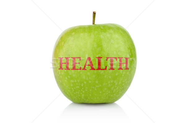 Stock foto: Ganze · grünen · Apfel · Beschriftung · Gesundheit