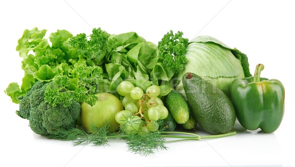 Set of green vegetables and fruits Stock photo © dla4