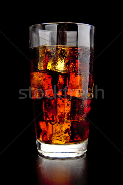 Szkła cola czarny drewniany stół Zdjęcia stock © dla4