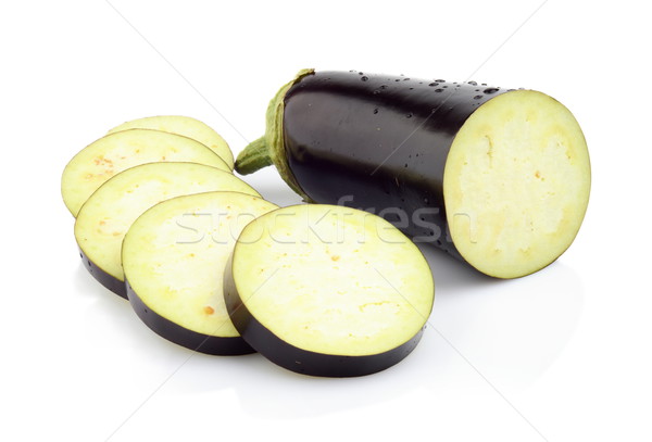 Stock photo: Sliced aubergine, eggplantsisolated white