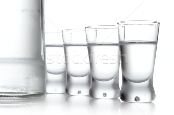 бутылку очки водка изолированный белый Сток-фото © dla4