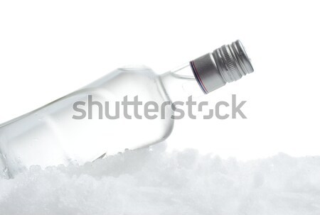 Bottle of vodka lying on ice on white background Stock photo © dla4
