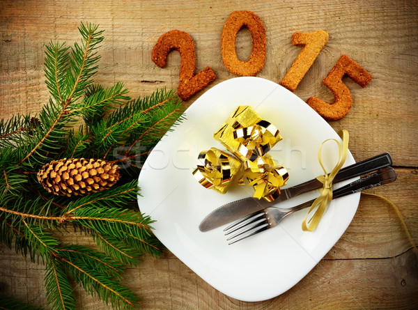 New year's Eve 2015 decoration with gold gifts Stock photo © dla4