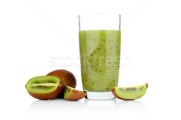 Group of sliced kiwi with juice studio shot white background Stock photo © dla4