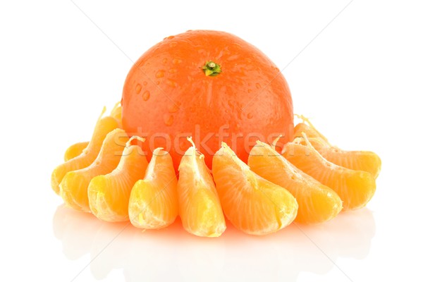 Studio shot pieces dewy mandarines isolated on white Stock photo © dla4
