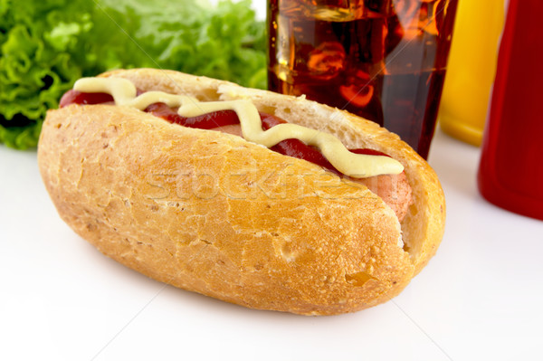 Сток-фото: Hot · Dog · кетчуп · горчица · Салат · Cola · хот-дог