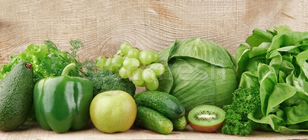 Set of green vegetables and fruits Stock photo © dla4