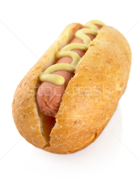 Сток-фото: Hot · Dog · горчица · изолированный · белый · хот-дог · продовольствие
