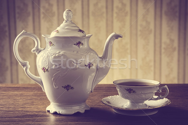 ヴィンテージ 茶 壁紙 カップ ストックフォト © dla4