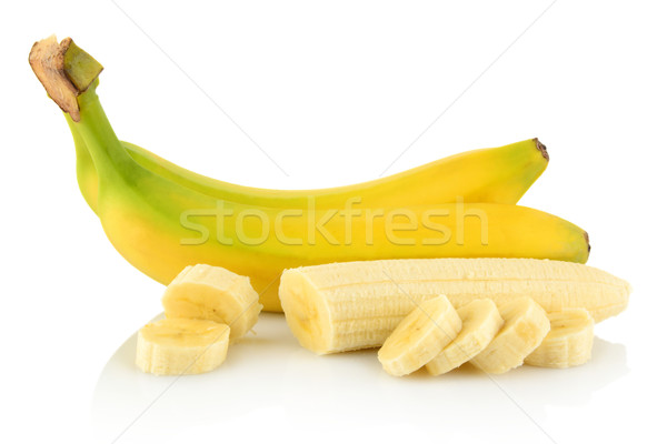 Foto stock: Plátanos · rebanadas · blanco · poco · pelado