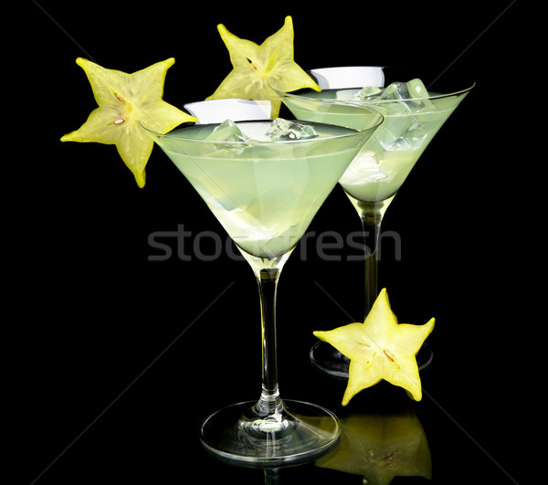 Stock photo: Close-up view of cosmo mojito drinks on black
