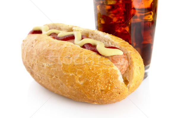 Cropped hot dog with mustard and ketchup isolated on white with  Stock photo © dla4