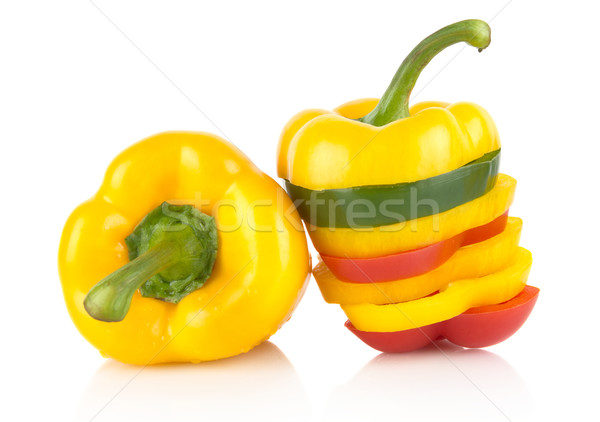 Closeup slices of yellow bell peppers on white Stock photo © dla4