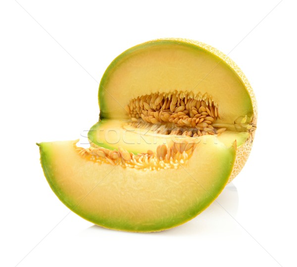 Melon galia notched with slice isolated white in studio Stock photo © dla4