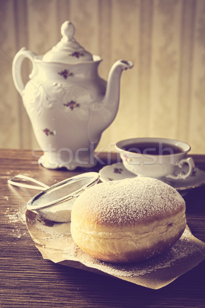 Coup donut tasse thé table [[stock_photo]] © dla4