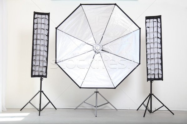 Stock photo: Flash on a white background in the Photo Studio equipment