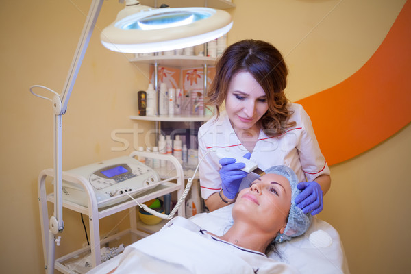 doctor cosmetologist makes the procedure a woman on the face of the Spa Stock photo © dmitriisimakov