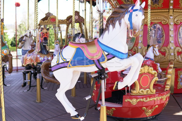 Dziecko kolorowy karuzela konia zabawy dziewczyna Zdjęcia stock © dmitriisimakov