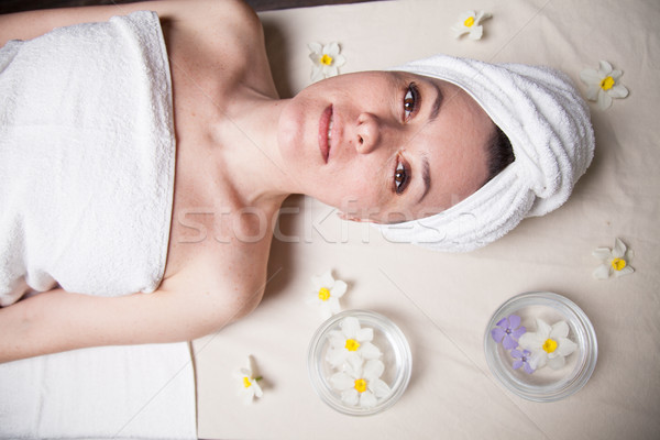 the beautiful girl lying in Spa massage sauna Stock photo © dmitriisimakov