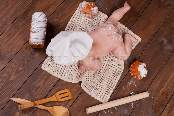 嬰兒 煮 麵粉 麵包 頭 美女 商業照片 © dmitriisimakov