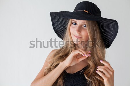 Portrait of fashionable girl in hat with large fields Stock photo © dmitriisimakov