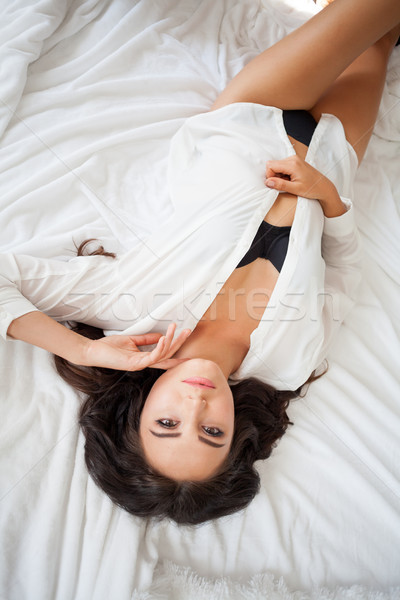 the girl woke up in bed rests in underwear Stock photo © dmitriisimakov