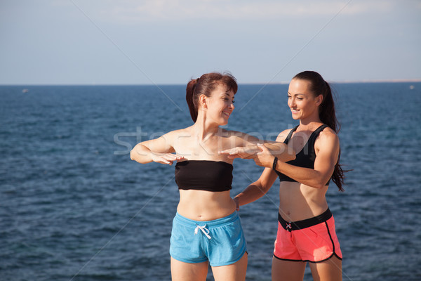 Zdjęcia stock: Fitness · instruktor · kobieta · grać · sportowe · plaży