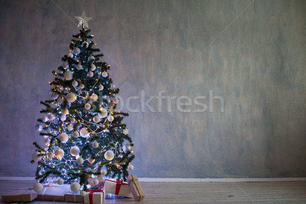 Christmas tree with garlands of lights at home for Christmas Stock photo © dmitriisimakov