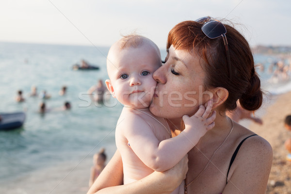 mom with son baby on the beach Stock photo © dmitriisimakov