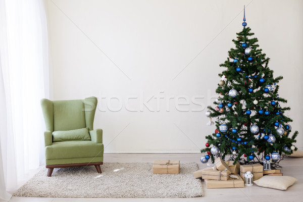 Stockfoto: Kerstboom · decoratie · witte · kamer · huis · ontwerp
