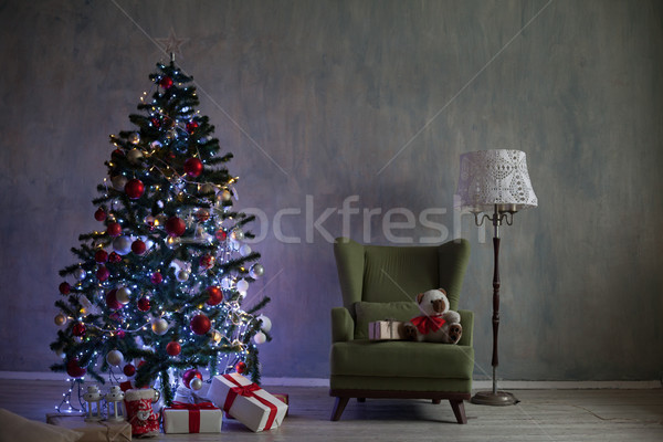 Christmas tree with lights and garlands and gifts home for Christmas Stock photo © dmitriisimakov