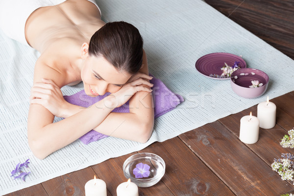 girl lies in the sauna before the massage and Spa Stock photo © dmitriisimakov