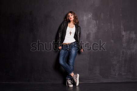 girl Street style jeans jacket Stock photo © dmitriisimakov
