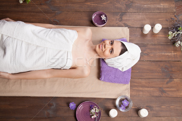 girl lies in the sauna before the massage and Spa Stock photo © dmitriisimakov