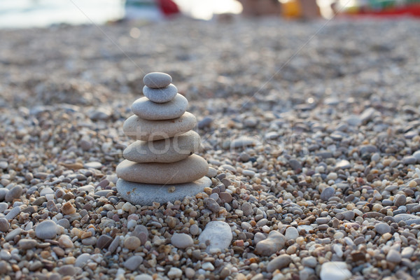 Stock photo: zen stone on beach for perfect meditation